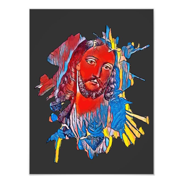 Jesus Christ Face sacred heart Abstract art Photo Print (Front)