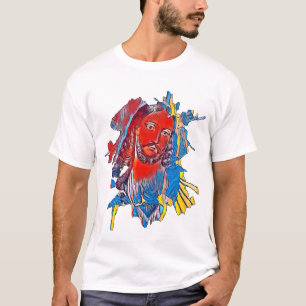 Jesus Christ Face sacred heart Abstract art T-Shirt