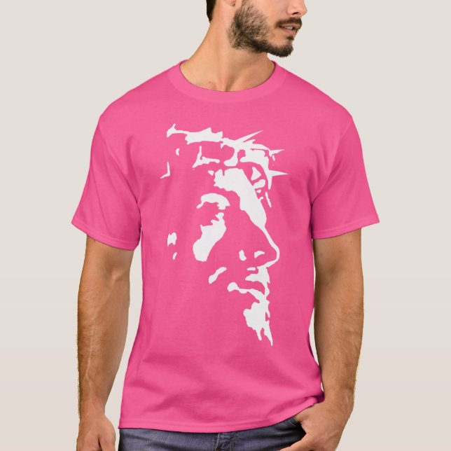Jesus Christ Face With Crown Of Thorns Passion Ste T-Shirt (Front)