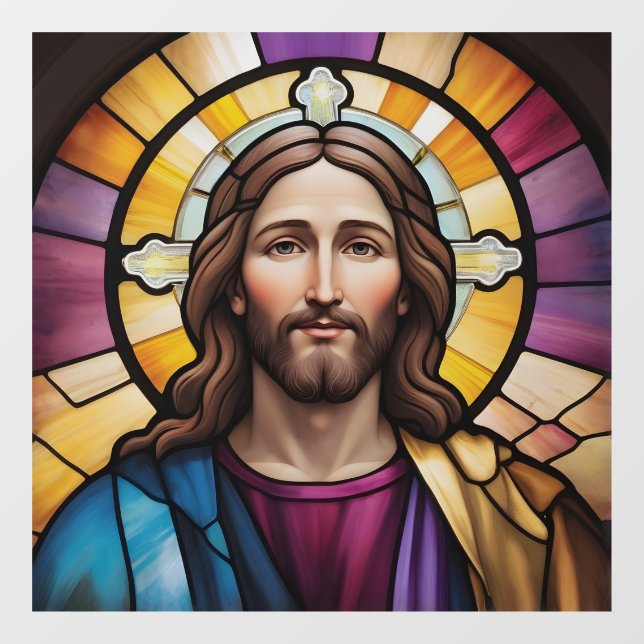 Jesus Christ Faux Stained Glass Window Cling (Sheet)