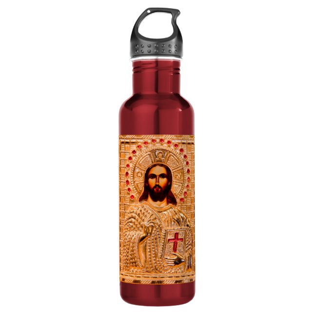 Jesus christ golden icon 710 ml water bottle (Front)