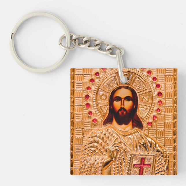 Jesus christ golden icon key ring (Front)
