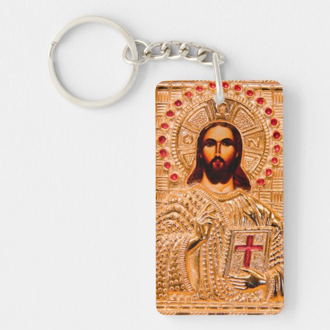 Jesus christ golden icon key ring (Front)
