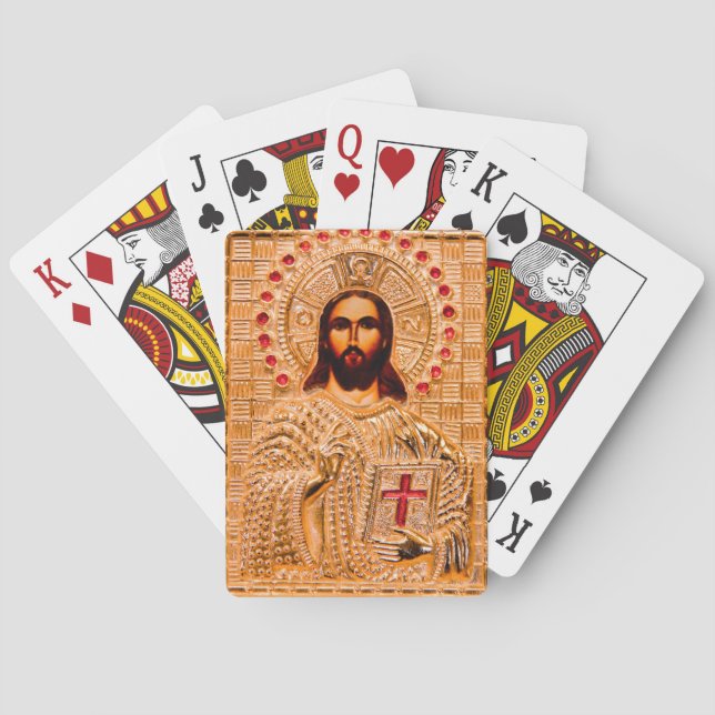 Jesus christ golden icon playing cards (Back)