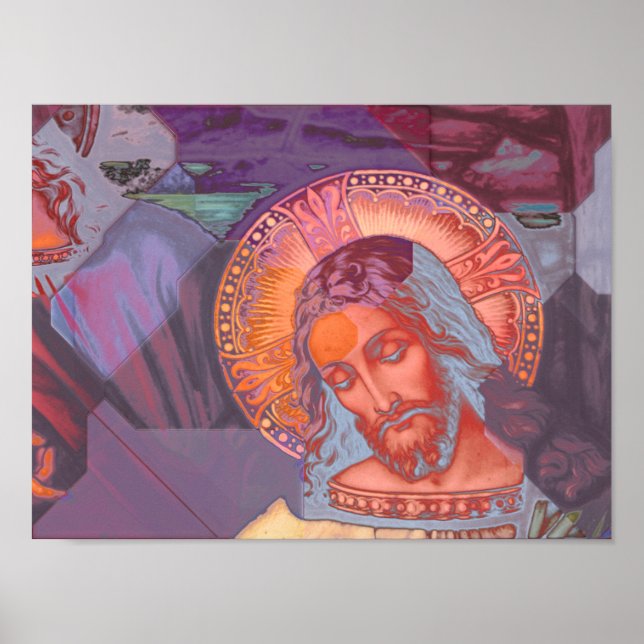 Jesus Christ Halo Colour Crazy Soft Overlay White Poster (Front)