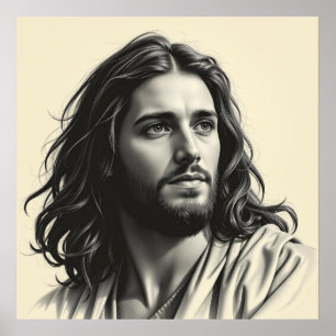  Jesus Christ – Handcrafted Charcoal Portrait Poster
