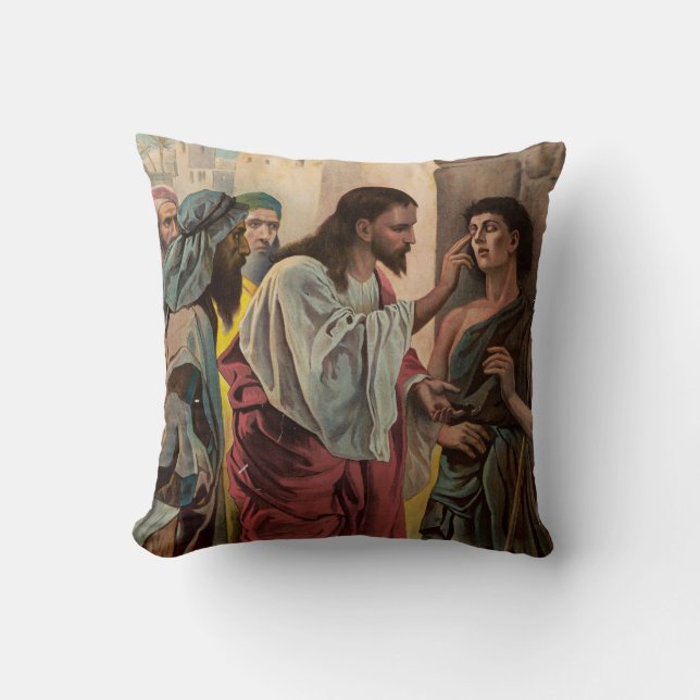 Jesus Christ healing the blind man Cushion (Front)