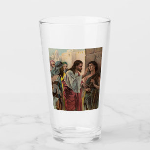 Jesus Christ healing the blind man Glass