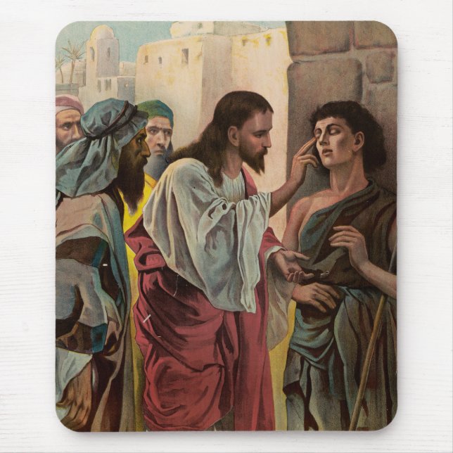 Jesus Christ healing the blind man Mouse Mat (Front)
