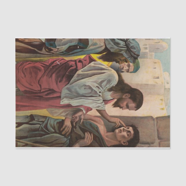 Jesus Christ healing the blind man Tissue Paper (Front)