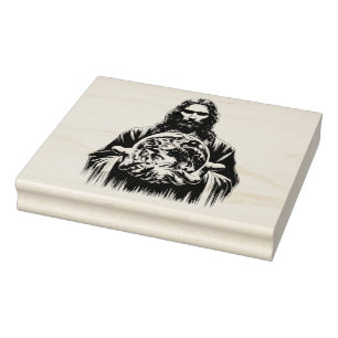 Jesus Christ Holding The world Art illustration Rubber Stamp