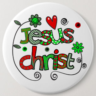 Jesus Christ I Doodles I Wht I Colossal 6x6 Button