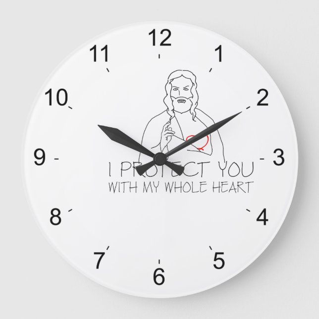 Jesus Christ - I Protect You Large Clock (Front)