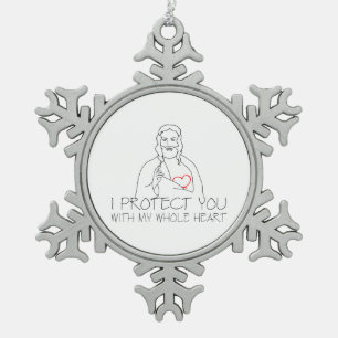 Jesus Christ - I Protect You Snowflake Pewter Christmas Ornament
