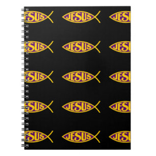 JESUS CHRIST ICHTHYS FISH SALVATION PURPLE GOLD NOTEBOOK
