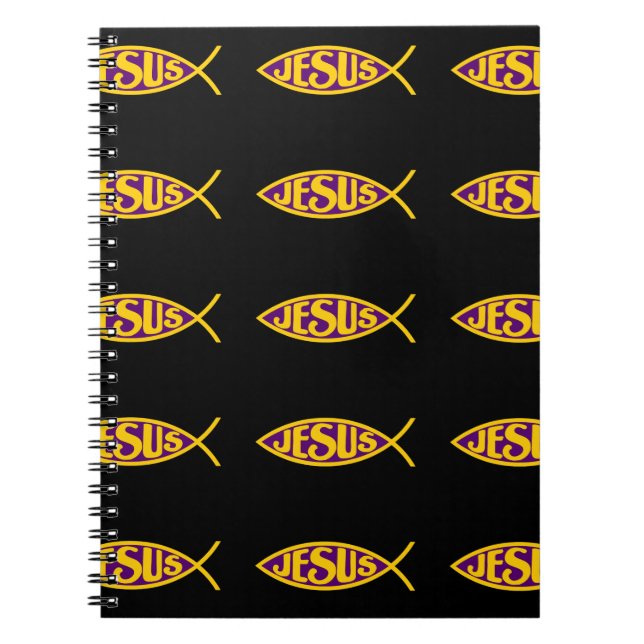 JESUS CHRIST ICHTHYS FISH SALVATION PURPLE GOLD NOTEBOOK (Front)