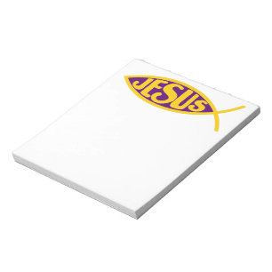JESUS CHRIST ICHTHYS FISH SALVATION PURPLE GOLD NOTEPAD