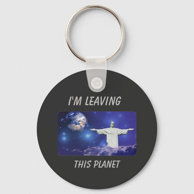 Jesus Christ in clouds. Christian rapture Keychain (Front)