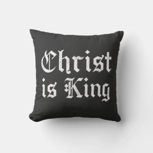 Jesus Christ Is King Gothic Blackletter Grunge Art Cushion