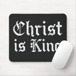 Jesus Christ Is King Gothic Blackletter Grunge Art Mouse Mat