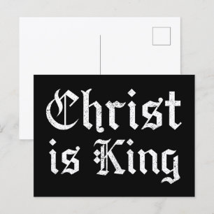 Jesus Christ Is King Gothic Blackletter Grunge Art Postcard