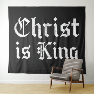 Jesus Christ Is King Gothic Blackletter Grunge Art Tapestry