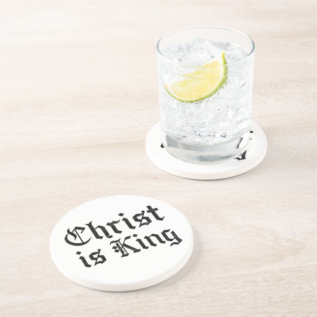 Jesus Christ is King - gothic grunge eroded style Coaster (Side)
