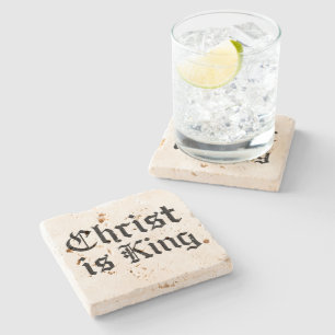 Jesus Christ is King - gothic grunge eroded style Stone Coaster