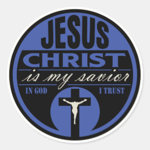 Jesus Christ is My Saviour(Blue) Classic Round Sticker