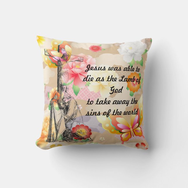  Jesus Christ Lamb of God cross Bible Quotes   Cushion (Front)