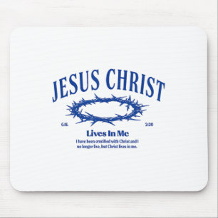 Jesus Christ Lives In Me Crown Of Thorn Bible Fait Mouse Mat