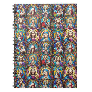 Jesus Christ Mary & Joseph Christian Stained Glass Notebook