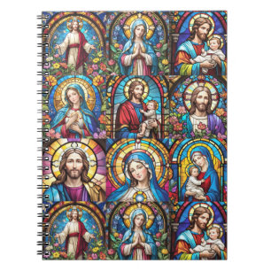 Jesus Christ Mary & Joseph Christian Stained Glass Notebook