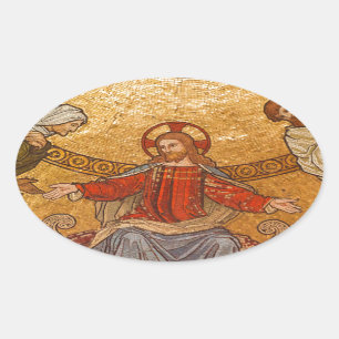 jesus christ mosaic oval sticker