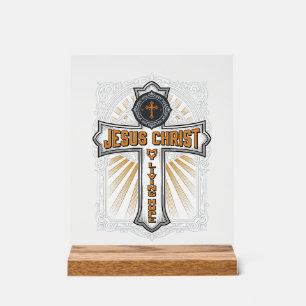 Jesus Christ My Living Hope Vintage Cross Acrylic Sign