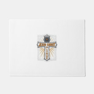 Jesus Christ My Living Hope Vintage Cross Doormat