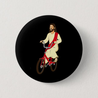 Jesus Christ On A Bike Funny Christian Faith 6 Cm Round Badge