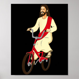 Jesus Christ On A Bike Funny Christian Faith Poster