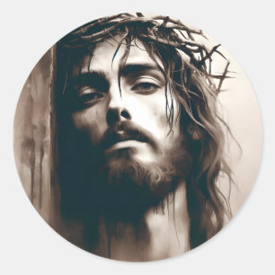 Jesus Christ On The Cross Easter Classic Round Sticker