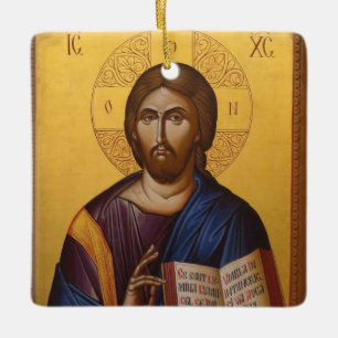 Jesus Christ Orthodox Christian Icon Ceramic Ornament