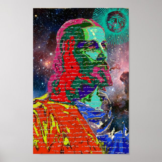 Jesus Christ Outer Space Galaxy Cosmos Stars Sun Poster (Front)