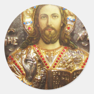 Jesus Christ Painted Icon Classic Round Sticker