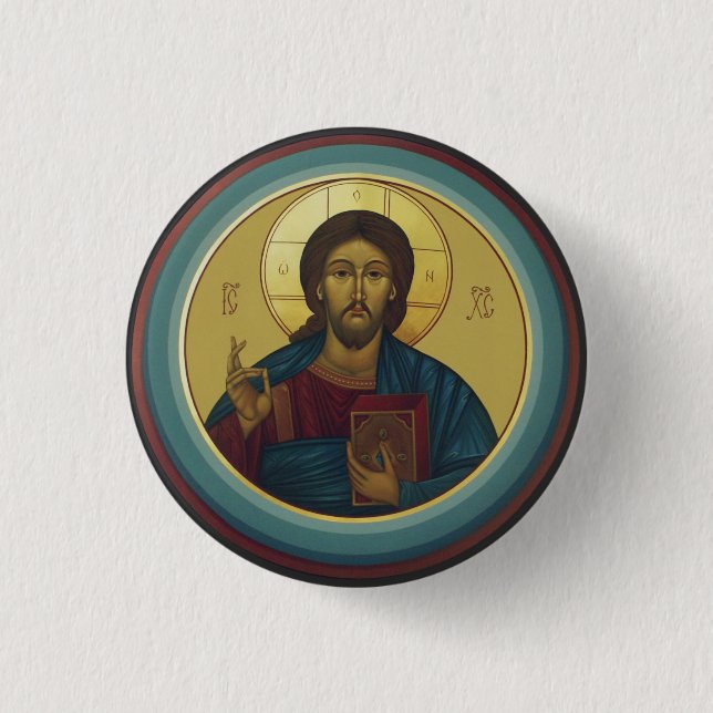 Jesus Christ Pantocrator  3 Cm Round Badge (Front)
