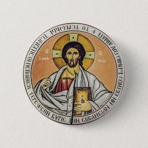 Jesus Christ Pantocrator Byzantine Icon Art 6 Cm Round Badge