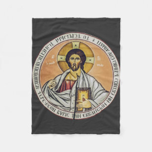 Jesus Christ Pantocrator Byzantine Icon Art Fleece Blanket