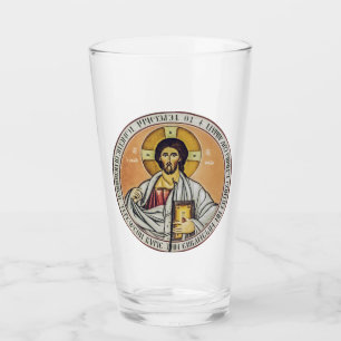 Jesus Christ Pantocrator Byzantine Icon Art Glass