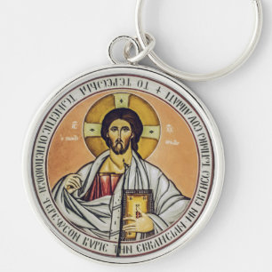 Jesus Christ Pantocrator Byzantine Icon Art Key Ring
