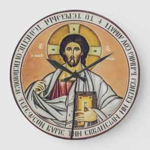 Jesus Christ Pantocrator Byzantine Icon Art Large Clock