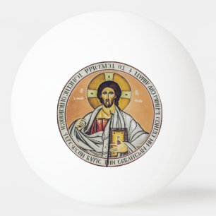 Jesus Christ Pantocrator Byzantine Icon Art Ping Pong Ball