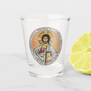 Jesus Christ Pantocrator Byzantine Icon Art Shot Glass